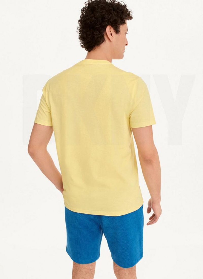 Yellow Men's DKNY Split Palm Trees T Shirts | Australia-D1001