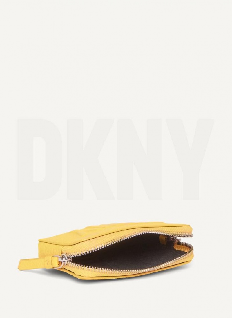 Yellow Women's DKNY Keyfob Cardcase Raised Logo Wallets | Australia-D0304