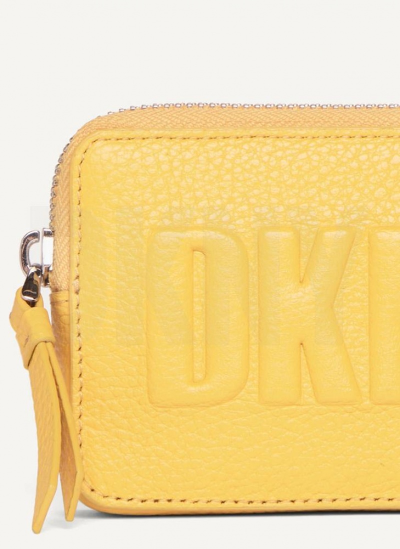 Yellow Women's DKNY Keyfob Cardcase Raised Logo Wallets | Australia-D0304