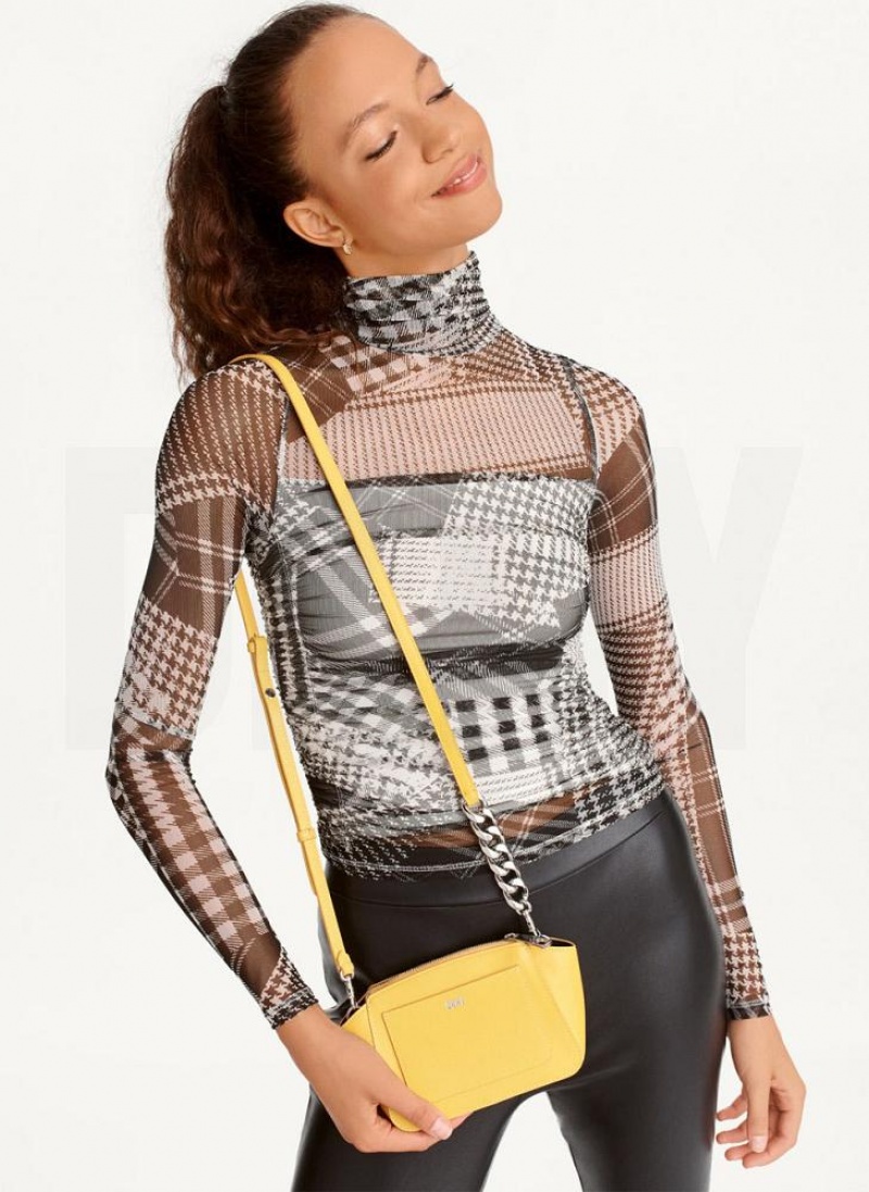 Yellow Women's DKNY Mini Dome Crossbody Bags | Australia-D1022