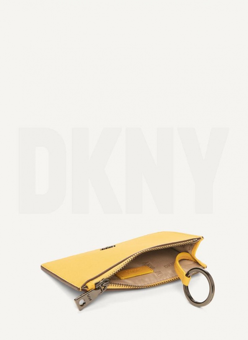 Yellow Women's DKNY Sidney Key Card Case Wallets | Australia-D1504