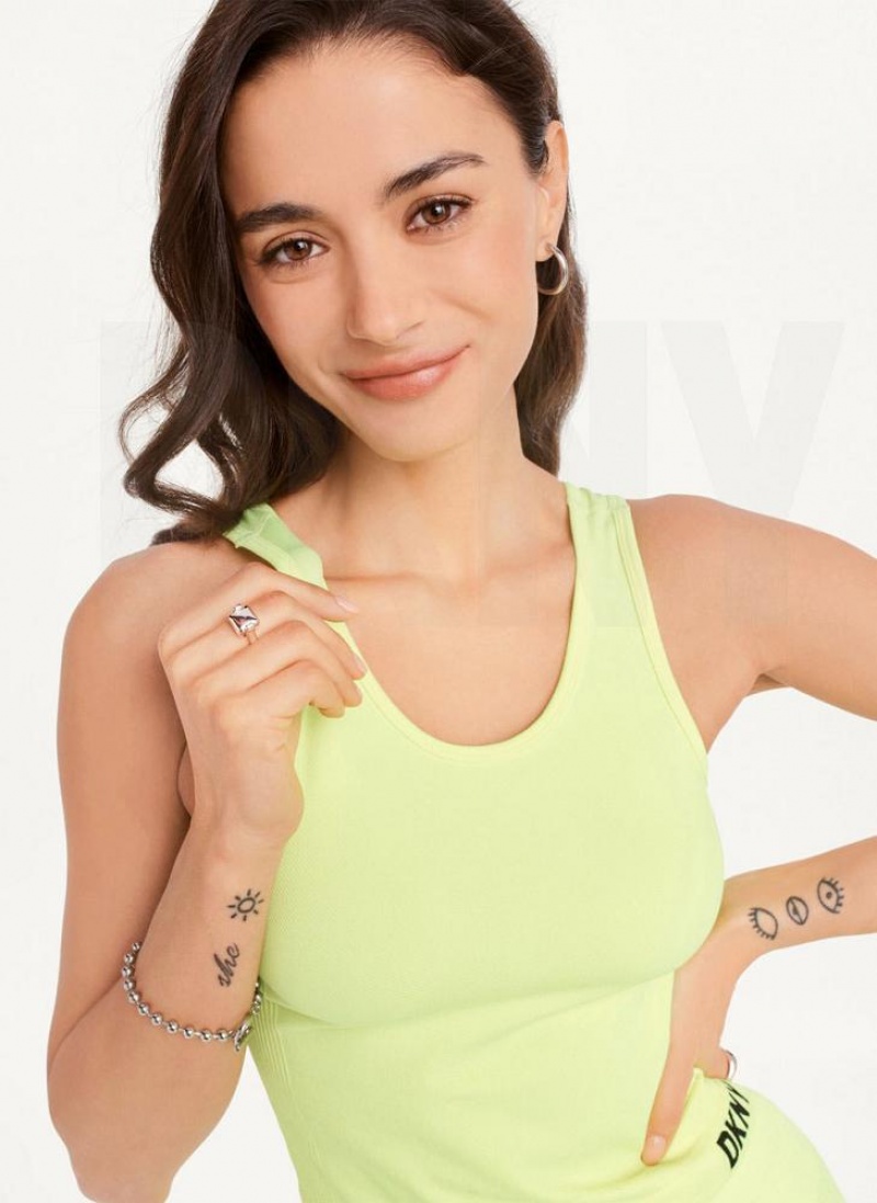 Yellow Women's DKNY Twill Seamless Scoop Neck Tank Tops | Australia-D1217